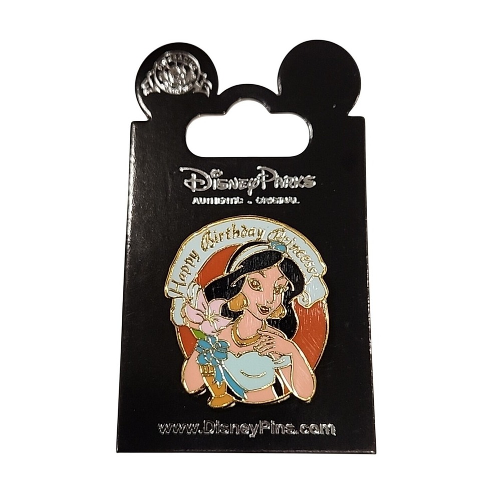 Vintage Disney Pin Jasmine Happy Birthday Princess Aladdin Flower 2004 30601